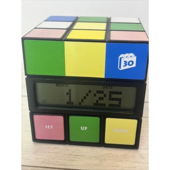 Rubik's Cube Digital Clock Calendar Temperature Alarm Tested Works VINTAGE - Picture 3 of 6